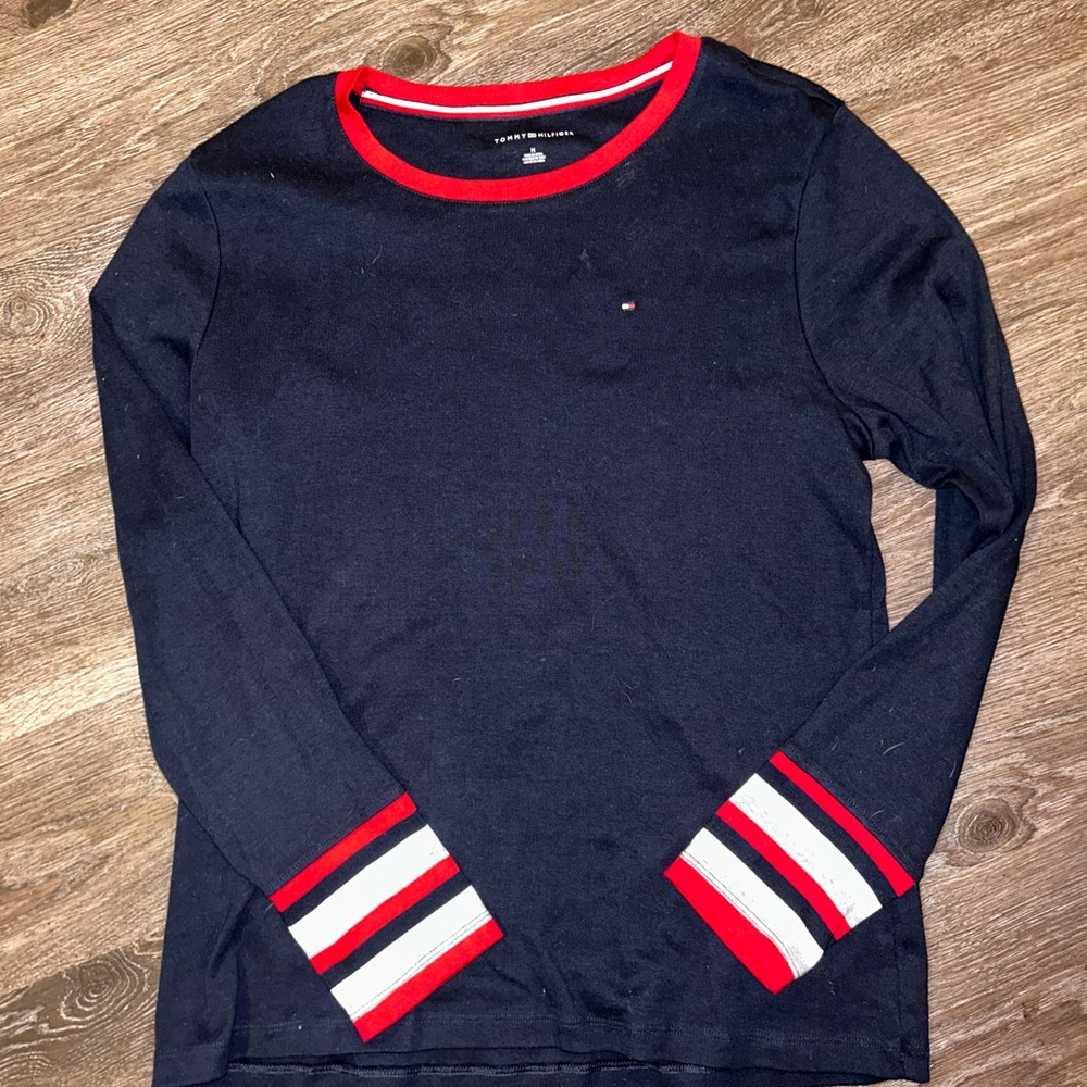 Tommy Hilfiger navy, red and white long sleeve